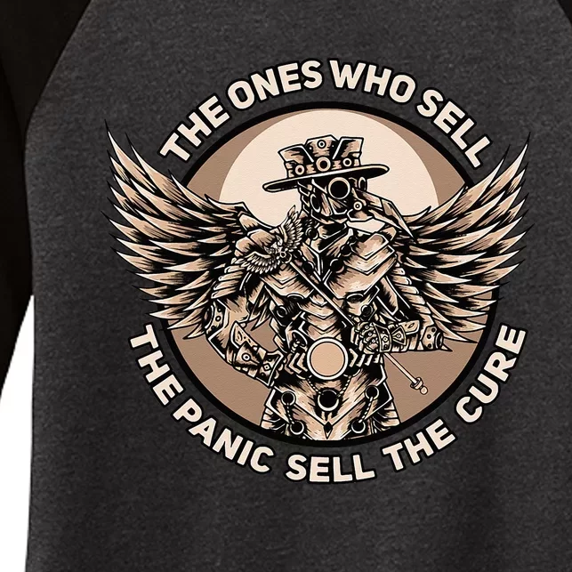 Plague Doctor The Ones Who Sell the Panic Sell the Cure Women's Tri-Blend 3/4-Sleeve Raglan Shirt