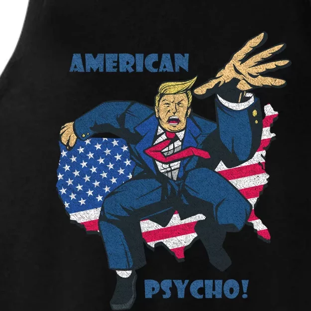 President Donald Trump American Flag American Psycho Gift Ladies Tri-Blend Wicking Tank