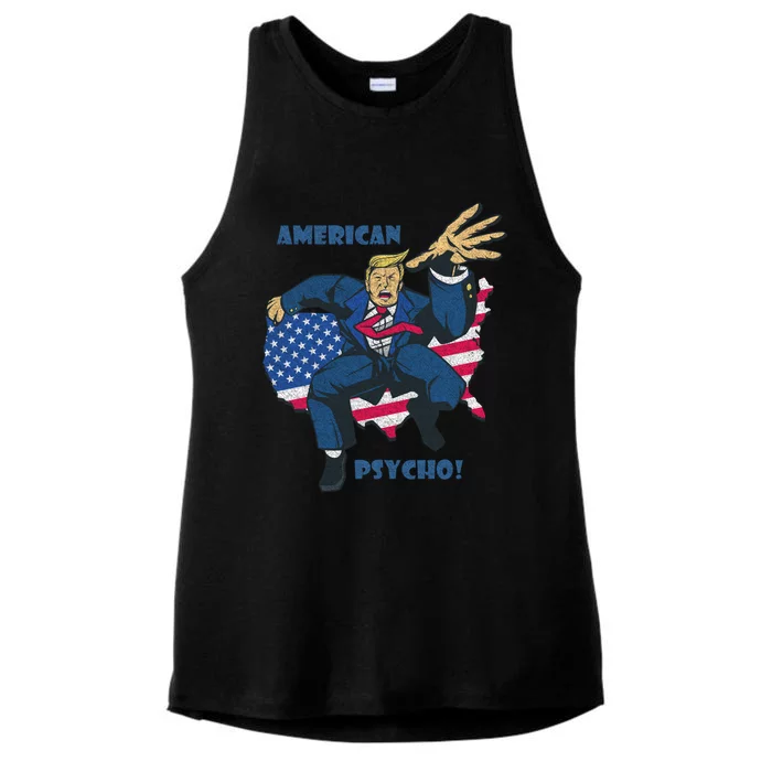 President Donald Trump American Flag American Psycho Gift Ladies Tri-Blend Wicking Tank