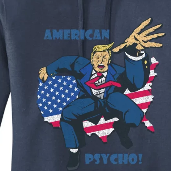 President Donald Trump American Flag American Psycho Gift Women's Pullover Hoodie