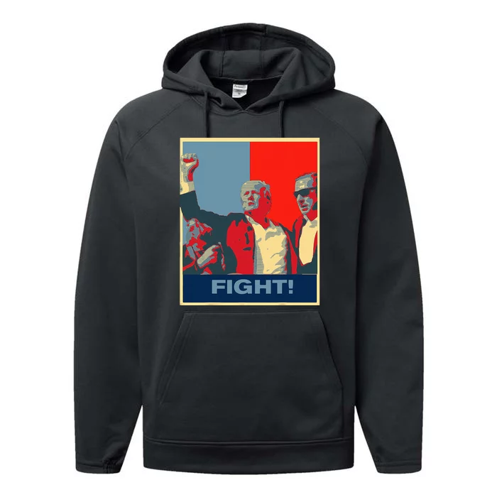 Patriotic Donald Trump Fight Artwork Stand Strong Usa Performance Fleece Hoodie