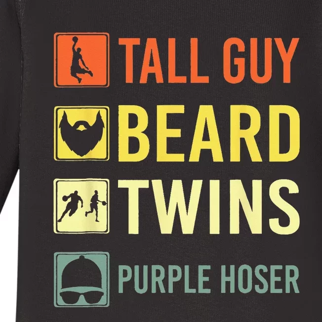 Perfect Dude Tall Guy Beard Twins Purple Hoser Dude Baby Long Sleeve Bodysuit