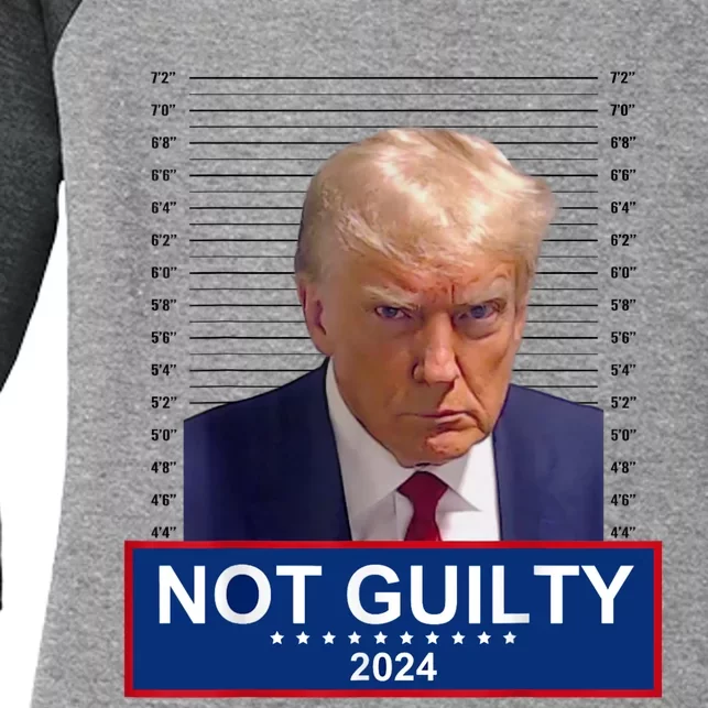 President Donald Trump Mugshot 2024 Not Guilty Supporter Women's Tri-Blend 3/4-Sleeve Raglan Shirt