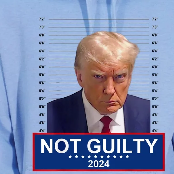 President Donald Trump Mugshot 2024 Not Guilty Supporter Unisex Surf Hoodie