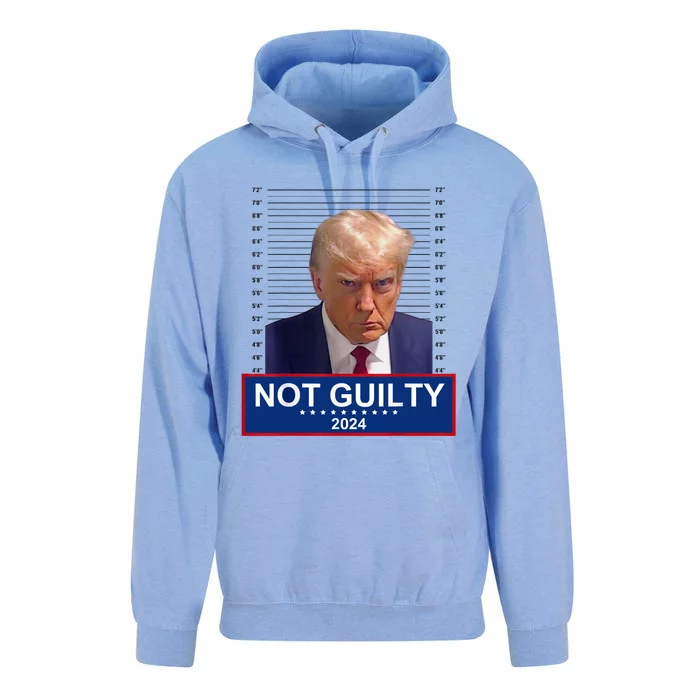 President Donald Trump Mugshot 2024 Not Guilty Supporter Unisex Surf Hoodie