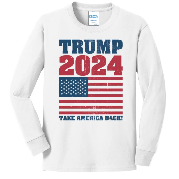 President Donald Trump 2024 Take America Back Kids Long Sleeve Shirt