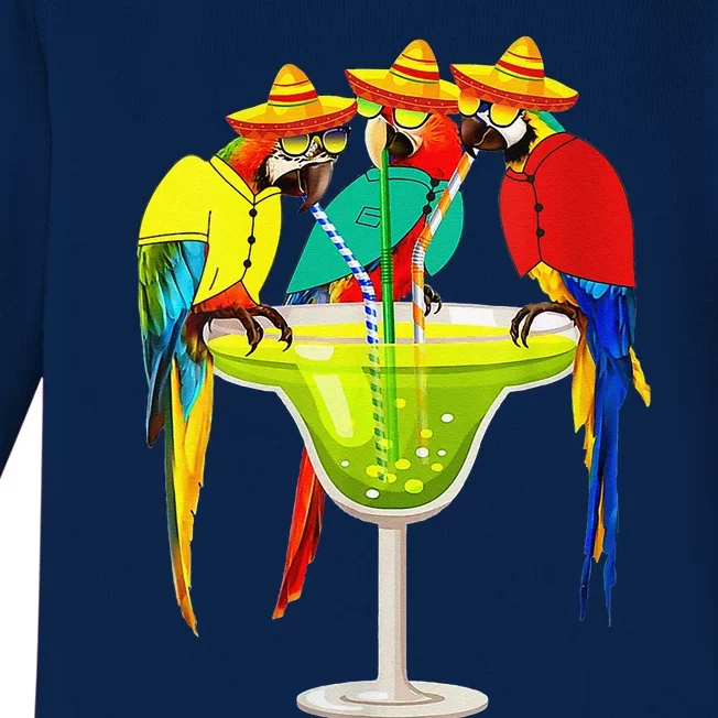 Parrots Drinking Tequila Cinco De Mayo Mexican Fiesta Lovers Baby Long Sleeve Bodysuit