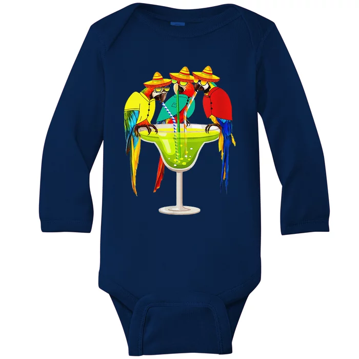 Parrots Drinking Tequila Cinco De Mayo Mexican Fiesta Lovers Baby Long Sleeve Bodysuit