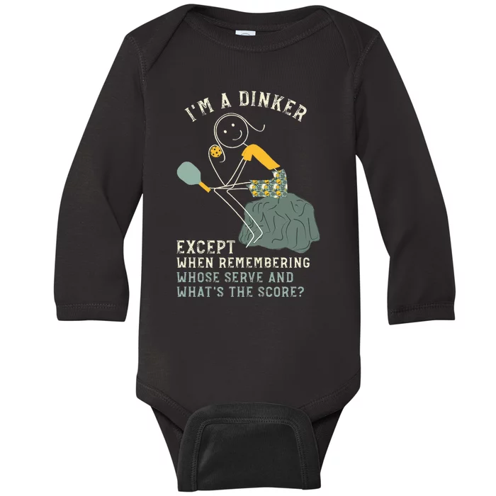 Pickleball Dinker Thinker For Pickleball Player Baby Long Sleeve Bodysuit