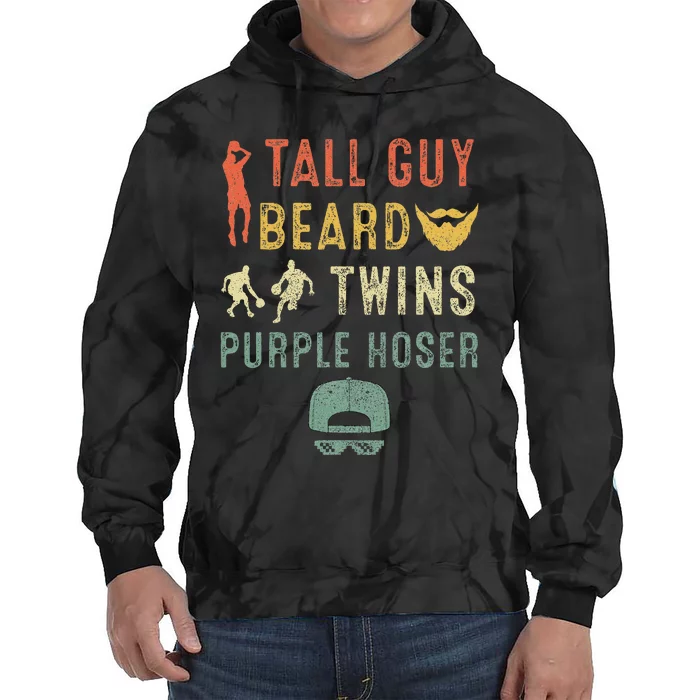 Perfect Dude Tall Guy Beard Twins Purple Hoser Tie Dye Hoodie