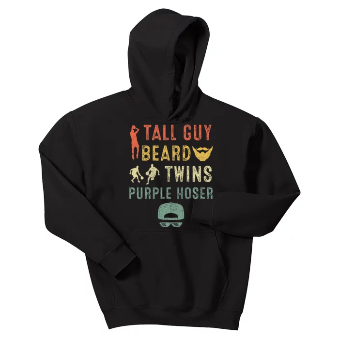 Perfect Dude Tall Guy Beard Twins Purple Hoser Kids Hoodie