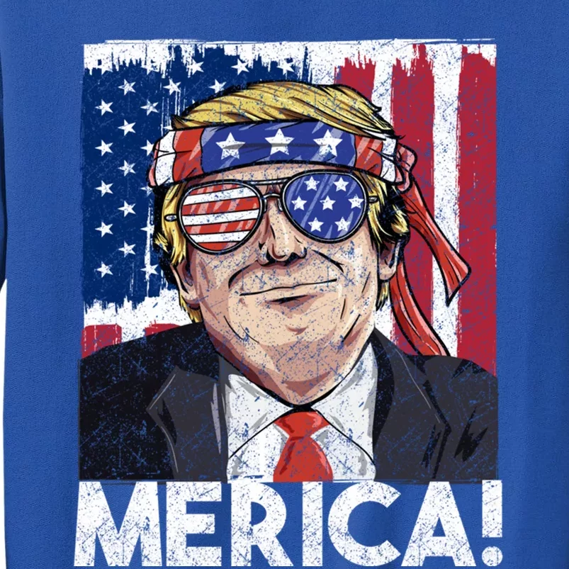 President Donald Trump Merica American Flag Funny Gift Tall Sweatshirt