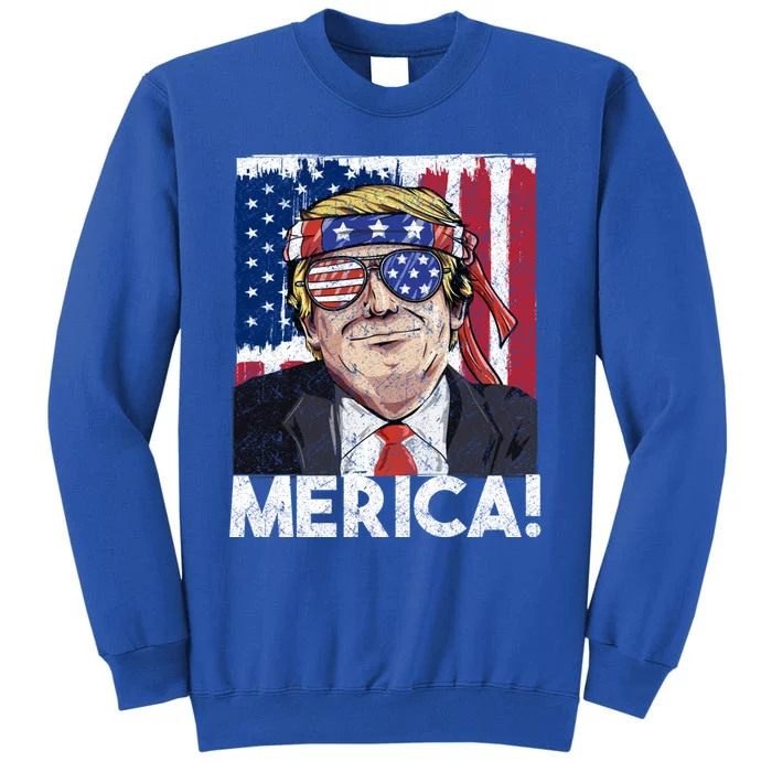 President Donald Trump Merica American Flag Funny Gift Tall Sweatshirt