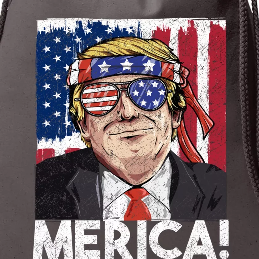 President Donald Trump Merica American Flag Funny Gift Drawstring Bag