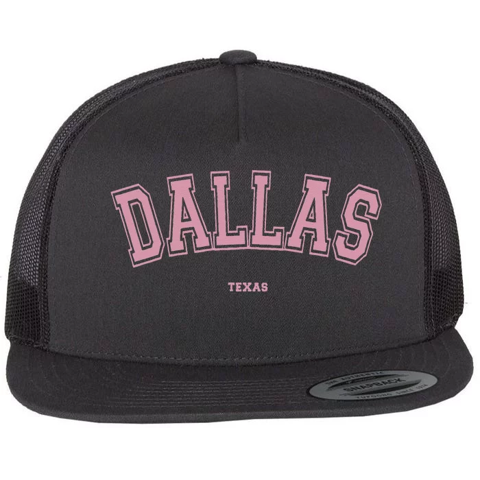 Pink Dallas Texas TX Varsity On Dallas Flat Bill Trucker Hat