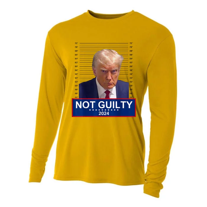 President Donald Trump Mugshot 2024 Not Guilty Supporter T Not Guilty Supporter Cooling Performance Long Sleeve Crew