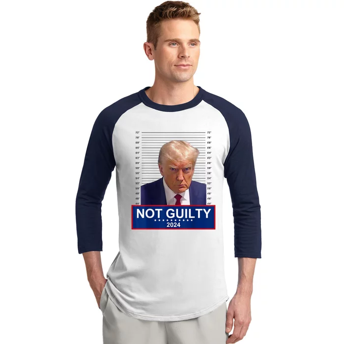 President Donald Trump Mugshot 2024 Not Guilty Supporter T Not Guilty Supporter Baseball Sleeve Shirt