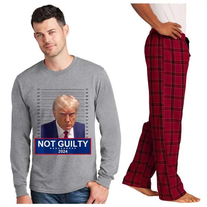 President Donald Trump Mugshot 2024 Not Guilty Supporter T Not Guilty Supporter Long Sleeve Pajama Set