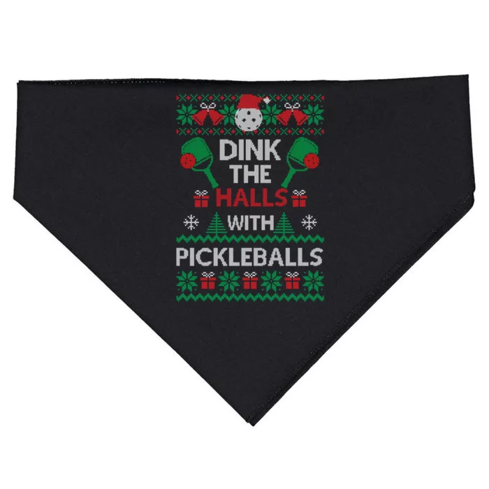 Pickleball Dink The Halls Ugly Christmas Pickleball Gift USA-Made Doggie Bandana