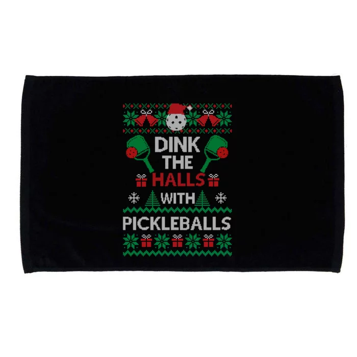 Pickleball Dink The Halls Ugly Christmas Pickleball Gift Microfiber Hand Towel