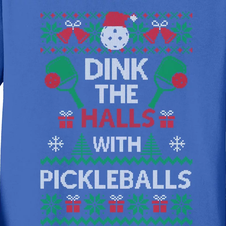 Pickleball Dink The Halls Ugly Christmas Pickleball Gift Kids Long Sleeve Shirt