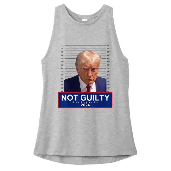 President Donald Trump Mugshot 2024 Not Guilty Supporter Ladies Tri-Blend Wicking Tank