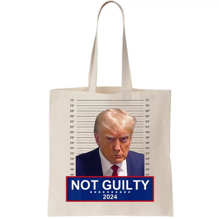 President Donald Trump Mugshot 2024 Not Guilty Supporter Tote Bag