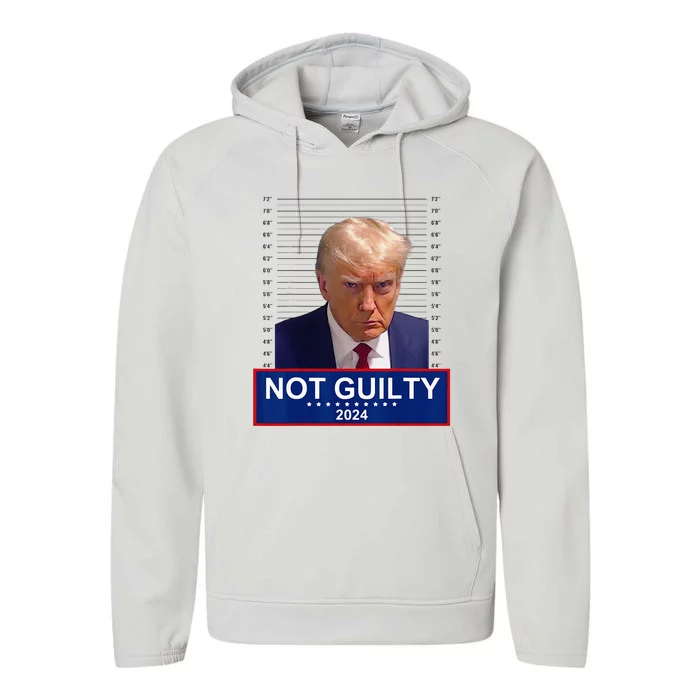 President Donald Trump Mugshot 2024 Not Guilty Supporter Performance Fleece Hoodie