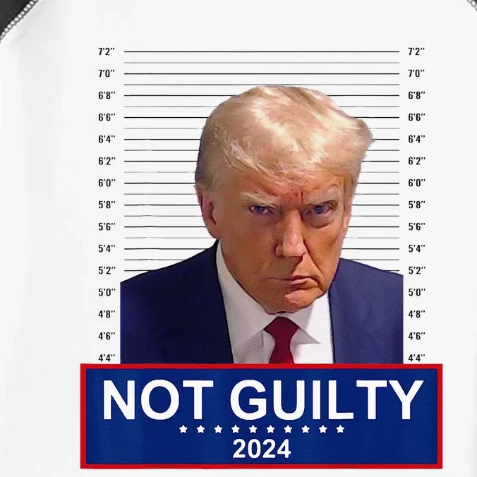 President Donald Trump Mugshot 2024 Not Guilty Supporter Infant Baby Jersey Bodysuit