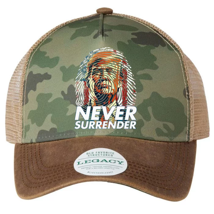 President Donald Trump 2024 Never Surrender Fingerprint USA Legacy Tie Dye Trucker Hat