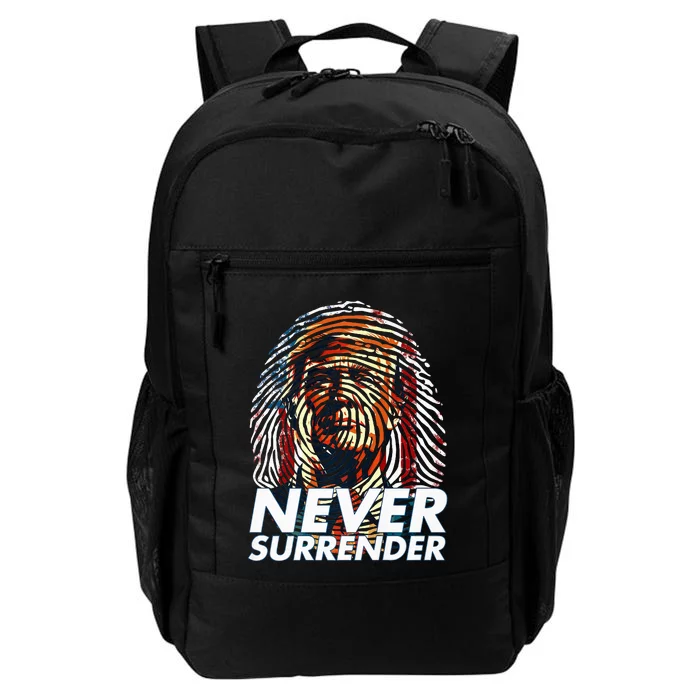 President Donald Trump 2024 Never Surrender Fingerprint USA Daily Commute Backpack