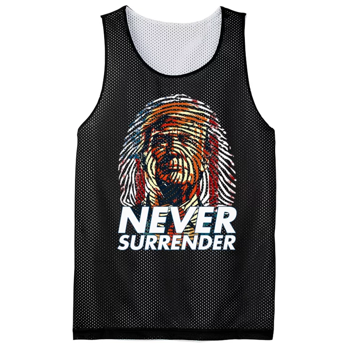 President Donald Trump 2024 Never Surrender Fingerprint USA Mesh Reversible Basketball Jersey Tank