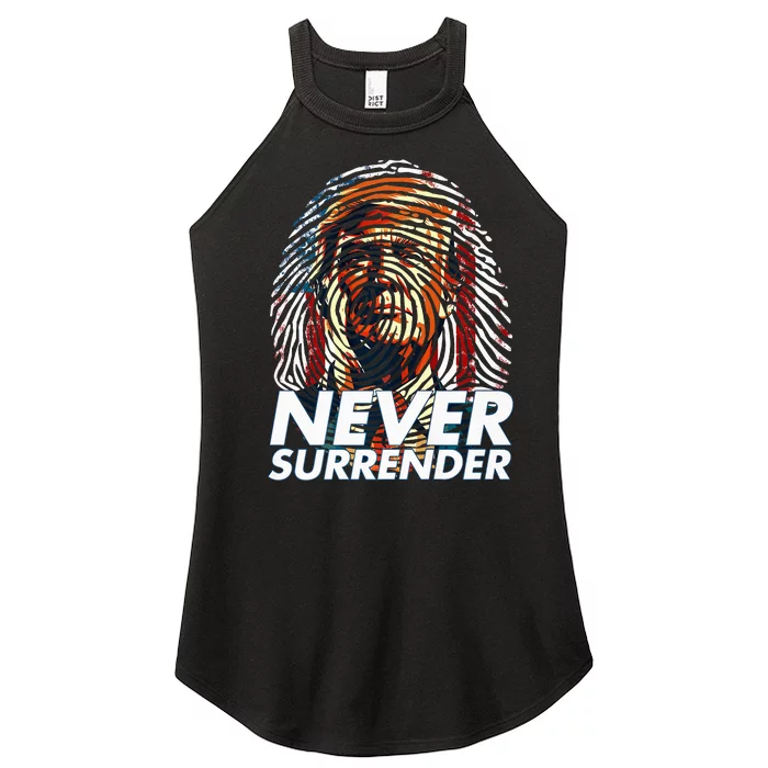 President Donald Trump 2024 Never Surrender Fingerprint USA Women’s Perfect Tri Rocker Tank