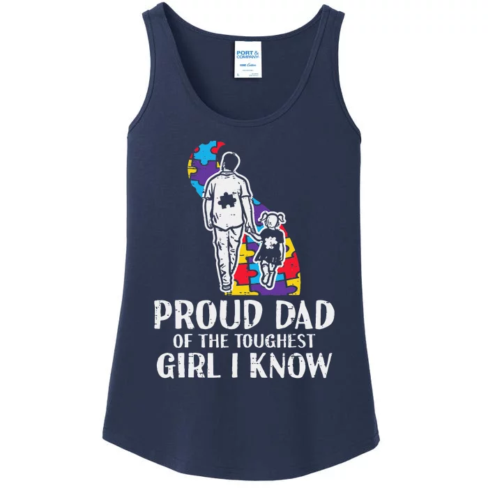 Proud Dad Toughest Autism Awareness Daddy Papa Ladies Essential Tank