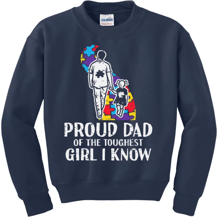 Proud Dad Toughest Autism Awareness Daddy Papa Kids Sweatshirt