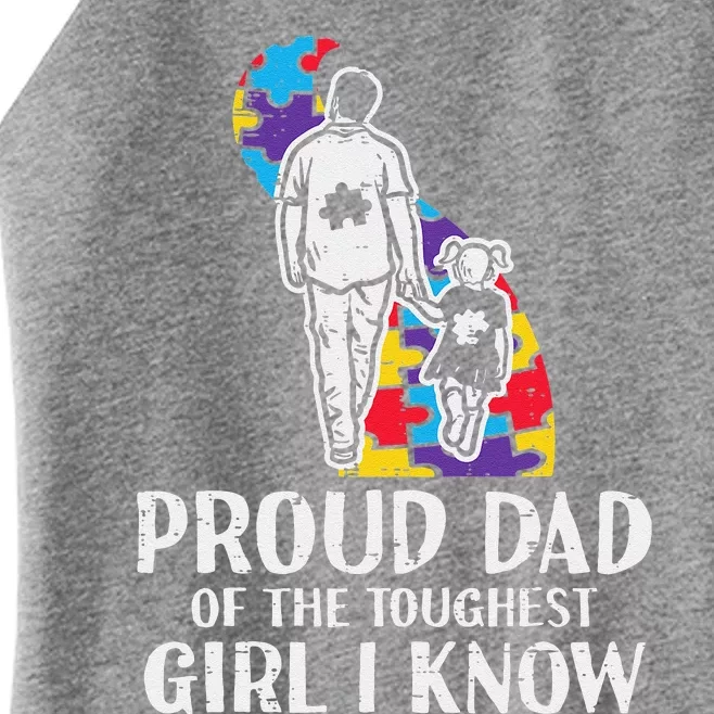 Proud Dad Toughest Autism Awareness Daddy Papa Women’s Perfect Tri Rocker Tank