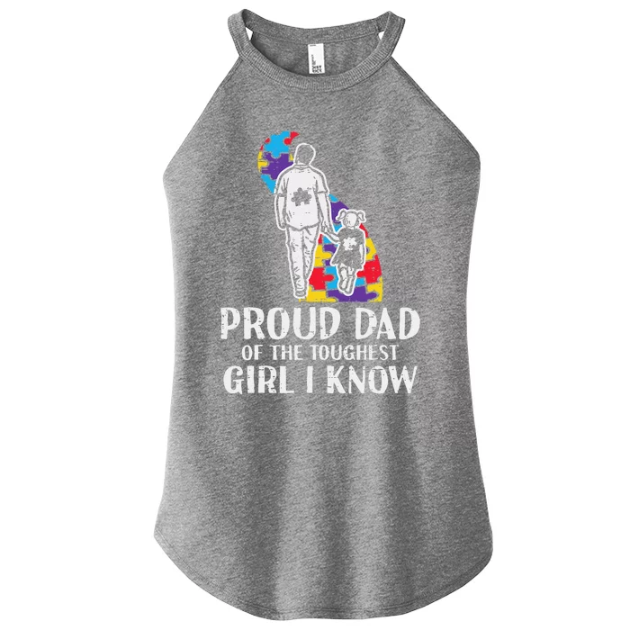 Proud Dad Toughest Autism Awareness Daddy Papa Women’s Perfect Tri Rocker Tank