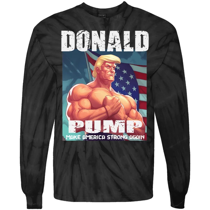 Patriotic Donald Trump Mug Shot Funny July 4th Donald Pump Tie-Dye Long Sleeve Shirt