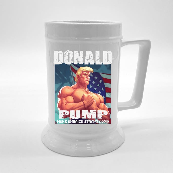 Patriotic Donald Trump Mug Shot Funny July 4th Donald Pump Front & Back Beer Stein