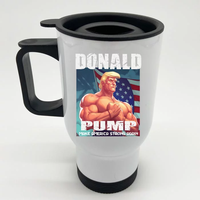 Patriotic Donald Trump Mug Shot Funny July 4th Donald Pump Front & Back Stainless Steel Travel Mug