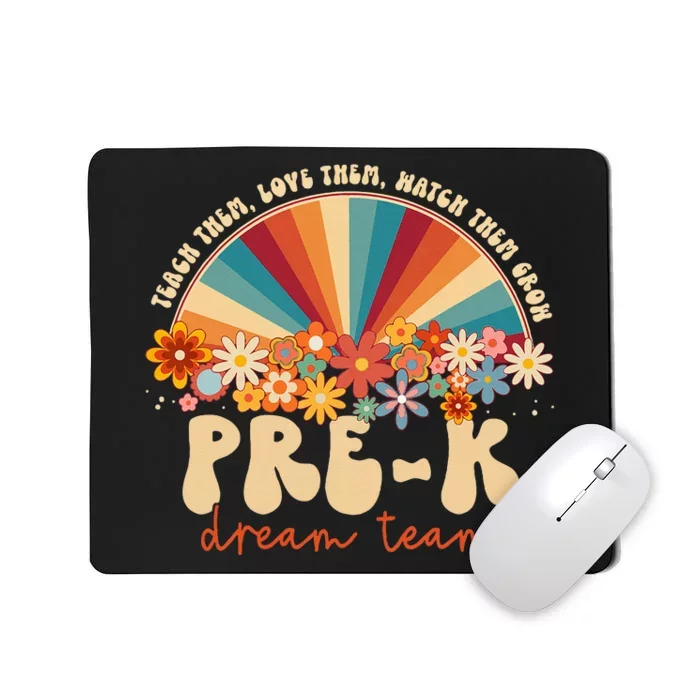 Prek Dream Team Retro Groovy Rainbow Back To School Teacher Mousepad