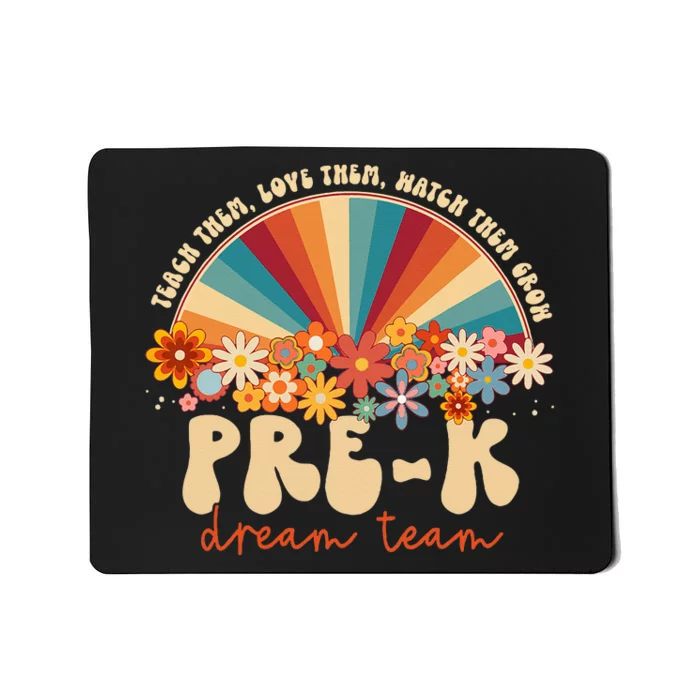 Prek Dream Team Retro Groovy Rainbow Back To School Teacher Mousepad