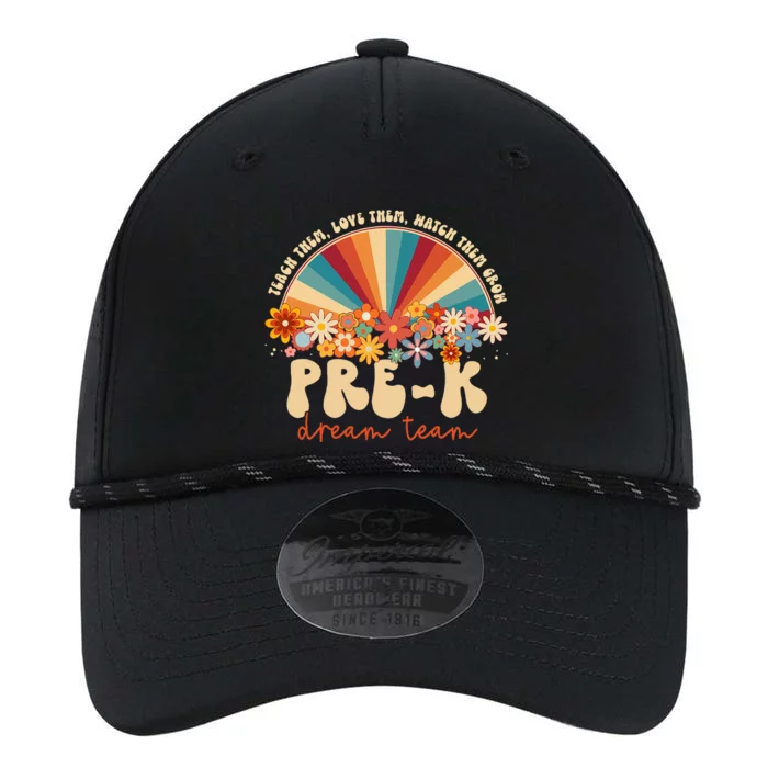 Prek Dream Team Retro Groovy Rainbow Back To School Teacher Performance The Dyno Cap