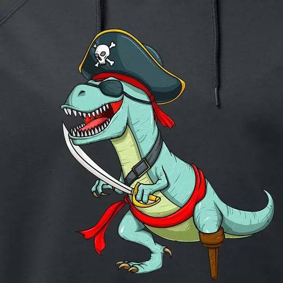 Pirate Dinosaur T Rex Funny Tyrannosaurus Halloween Costume Performance Fleece Hoodie