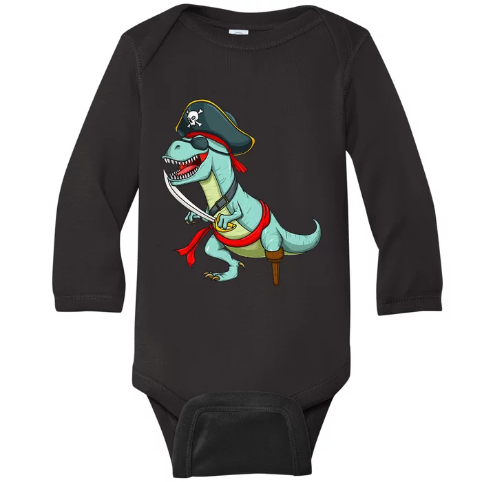 Pirate Dinosaur T Rex Funny Tyrannosaurus Halloween Costume Baby Long Sleeve Bodysuit