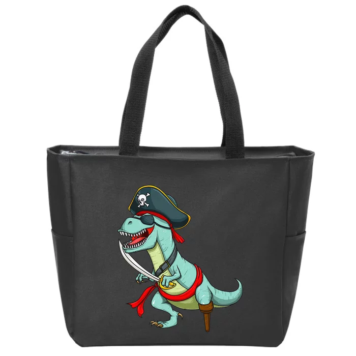 Pirate Dinosaur T Rex Funny Tyrannosaurus Halloween Costume Zip Tote Bag