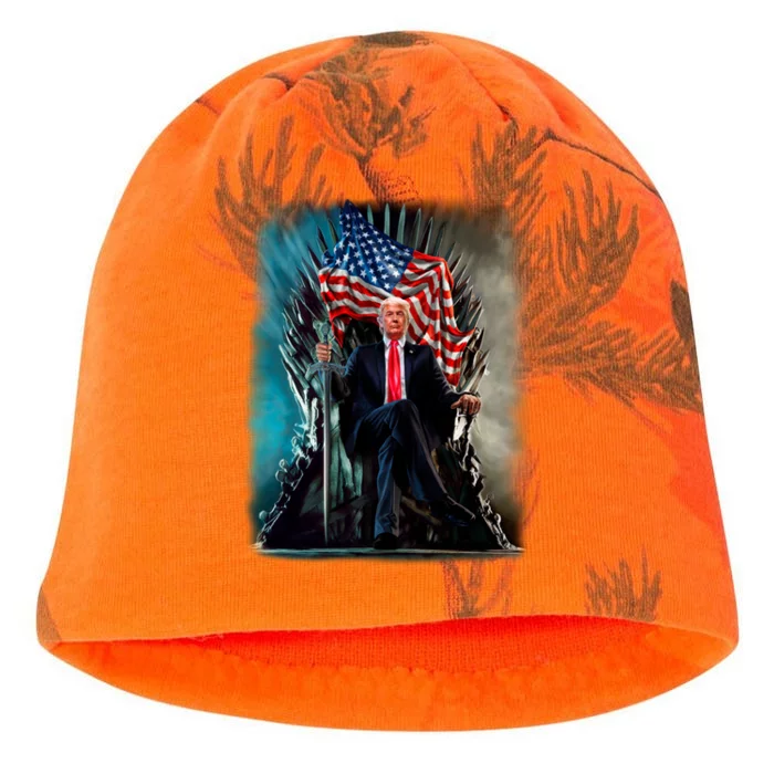 President Donald Trump Sitting On United States Throne Meaningful Gift Kati - Camo Knit Beanie