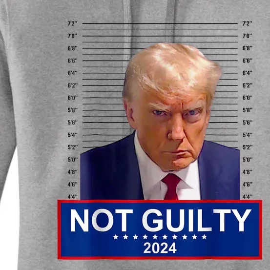 President Donald Trump Mugshot 2024 Not Guilty Supporter Women's Pullover Hoodie