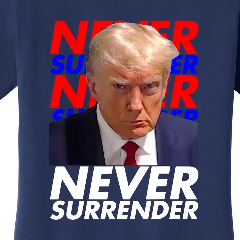 President Donald Trump 2024 Never Surrender Fingerprint USA Gift Women's T-Shirt