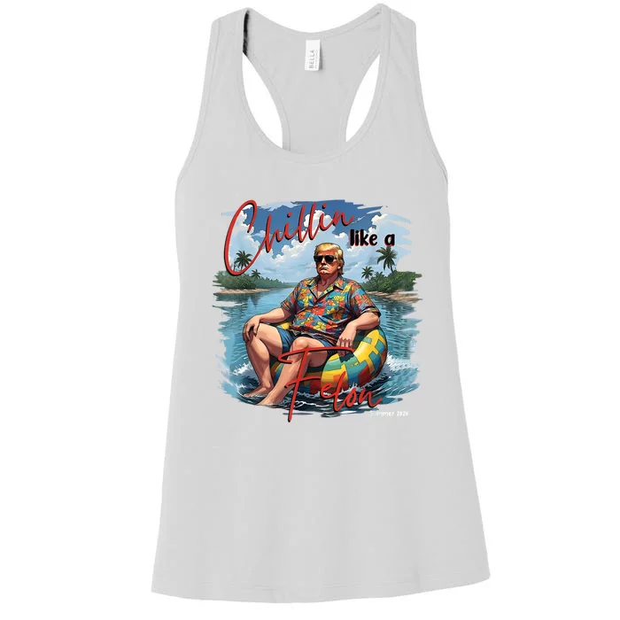 President Donald Trump Chillin Like A Felon Summer 2024 Women's Racerback Tank